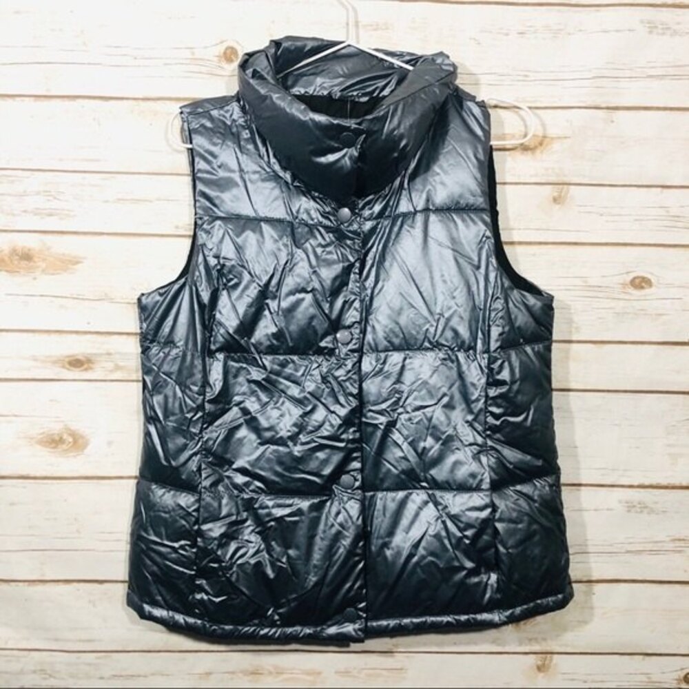 Old Navy Women's Puffer Vest Zip Up Sleeveless Jacket Gray Size M